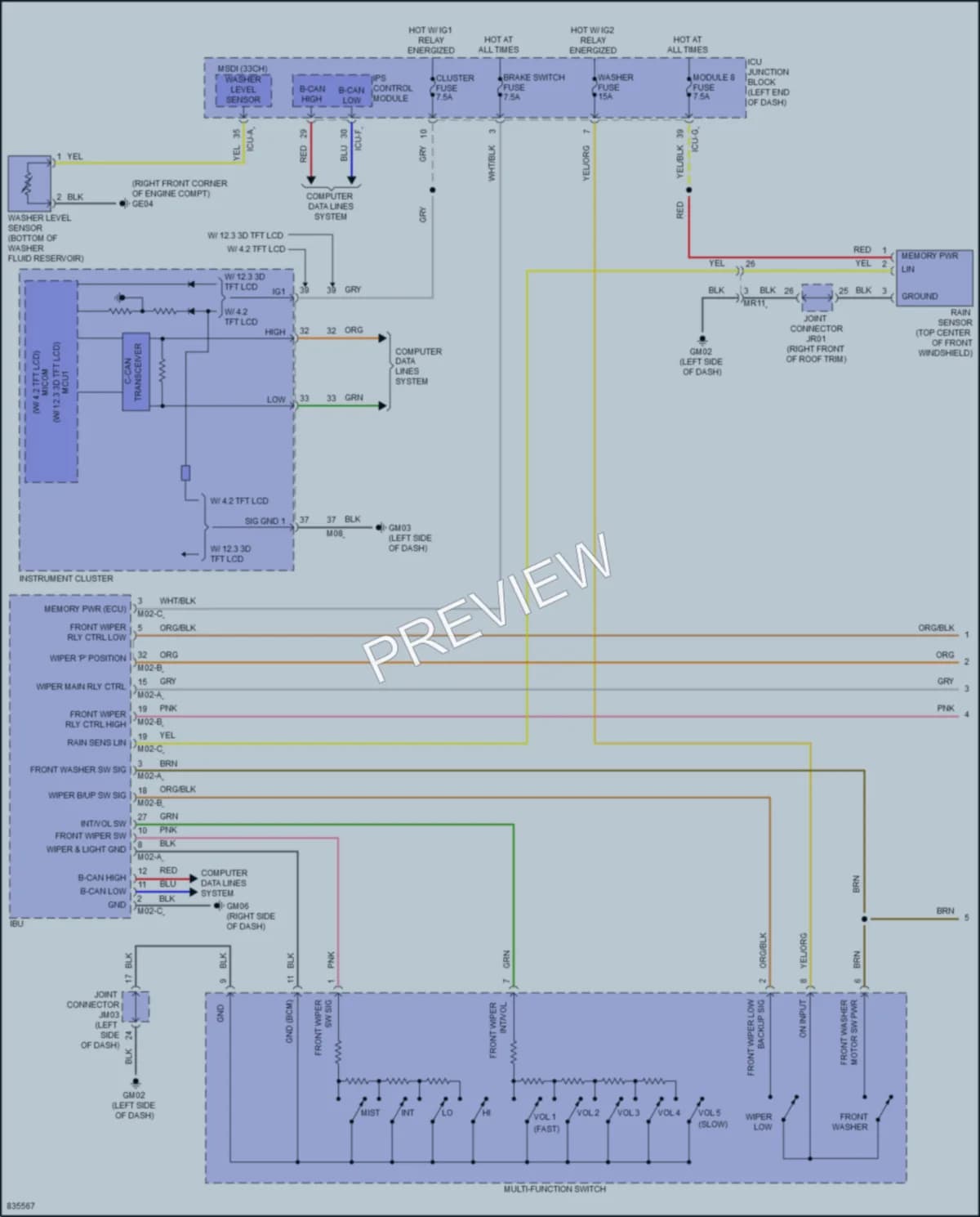 2023 Hyundai Palisade Wiper Washer wiring diagram preview
