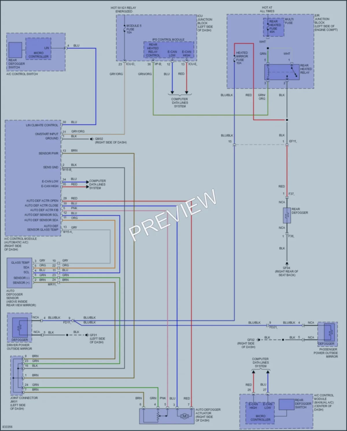 2023 Hyundai SantaCruz Defoggers wiring diagram preview