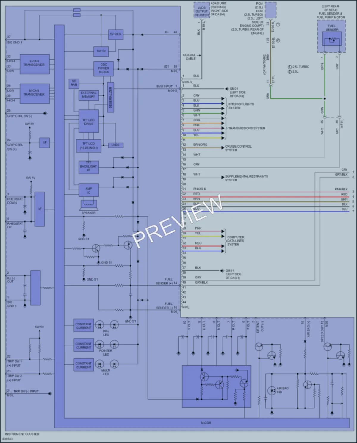 2023 Hyundai SantaCruz Instrument Cluster wiring diagram preview