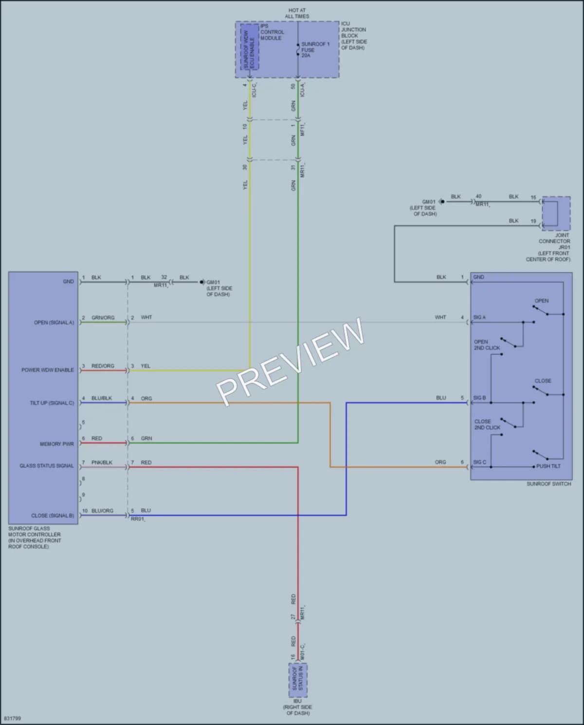 2023 Hyundai SantaCruz Power Top Sunroof wiring diagram preview