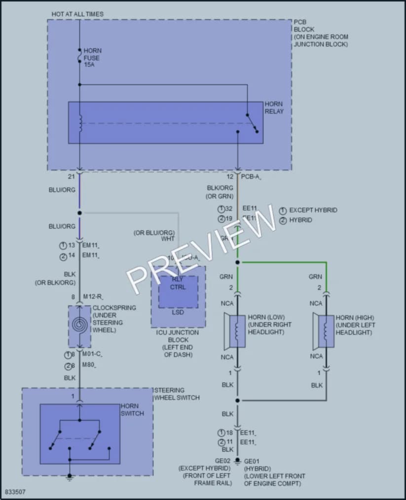 2023 Hyundai SantaFe Horn wiring diagram preview