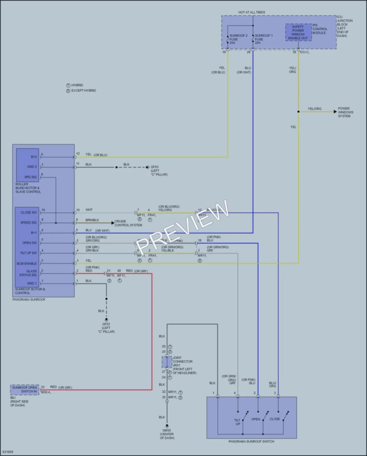 2023 Hyundai SantaFeHybrid Power Top Sunroof wiring diagram preview
