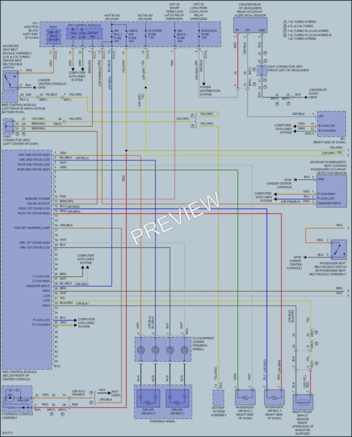 2023 Hyundai SantaFePlugIn Supplemental Restraints wiring diagram preview