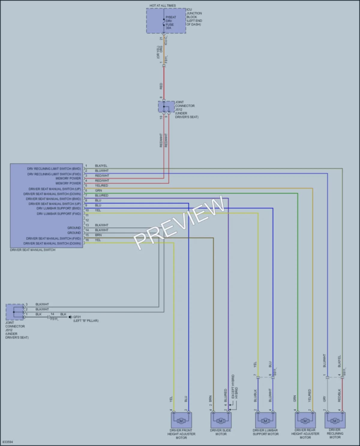 2023 Hyundai SonataHybrid Power Seats wiring diagram preview