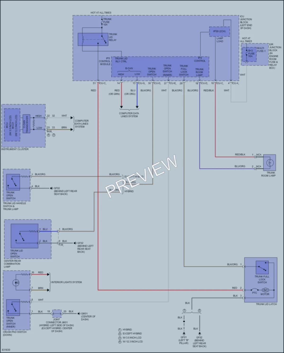 2023 Hyundai SonataHybrid Trunk Tailgate Fuel Door wiring diagram preview