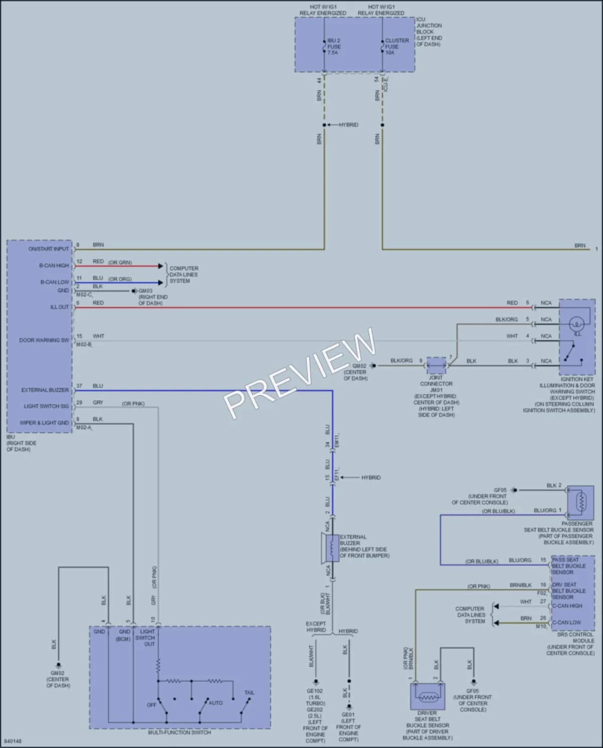 2023 Hyundai SonataHybrid Warning Systems wiring diagram preview