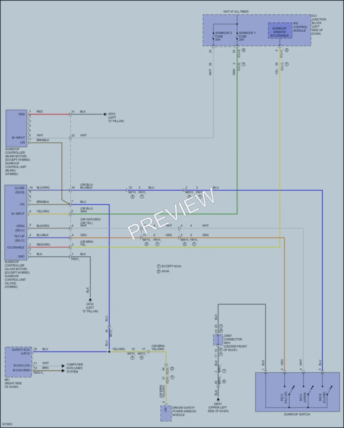 2023 Hyundai Tucson Power Top Sunroof wiring diagram preview