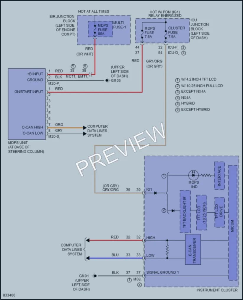 2023 Hyundai TucsonHybrid Electronic Power Steering wiring diagram preview