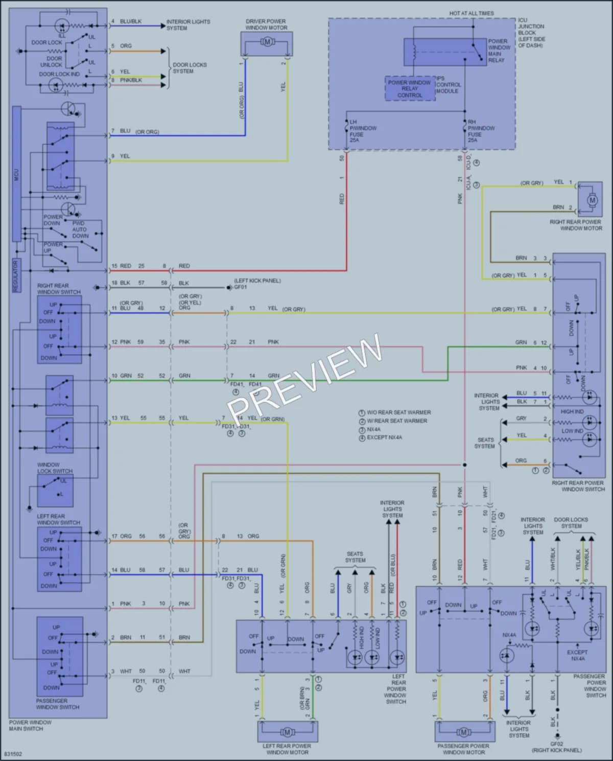 2023 Hyundai TucsonHybrid Power Windows wiring diagram preview