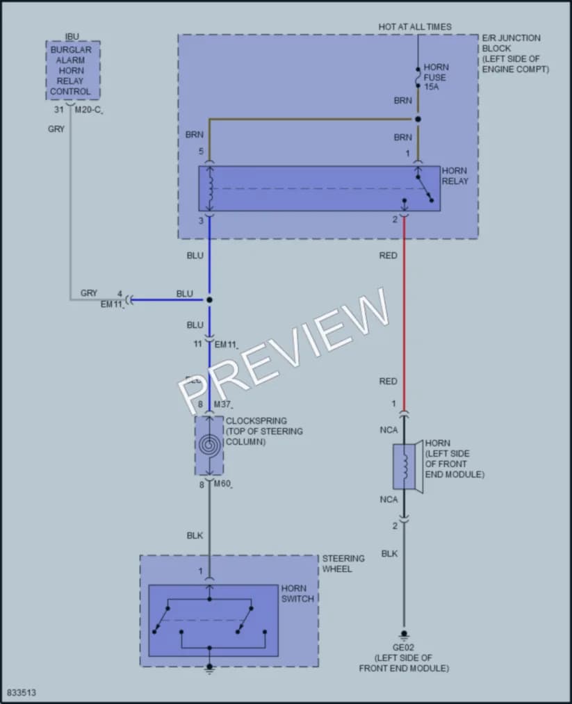 2023 Hyundai Venue Horn wiring diagram preview