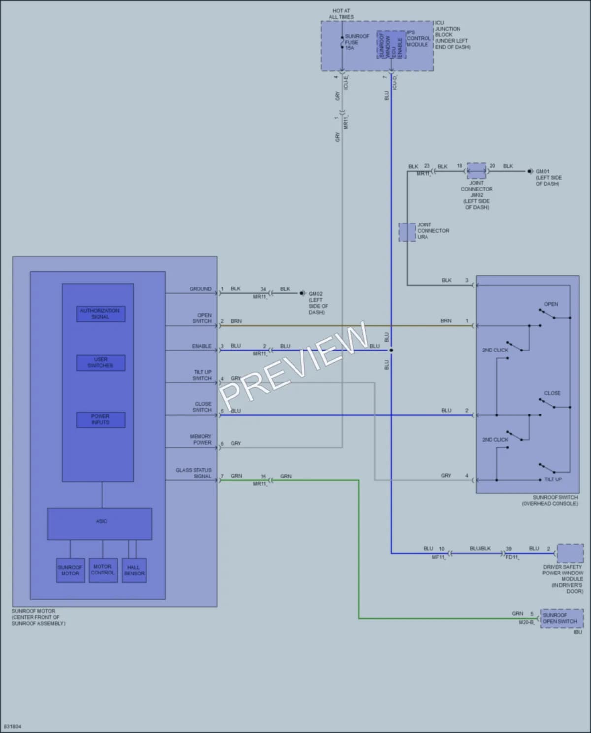 2023 Hyundai Venue Power Top Sunroof wiring diagram preview