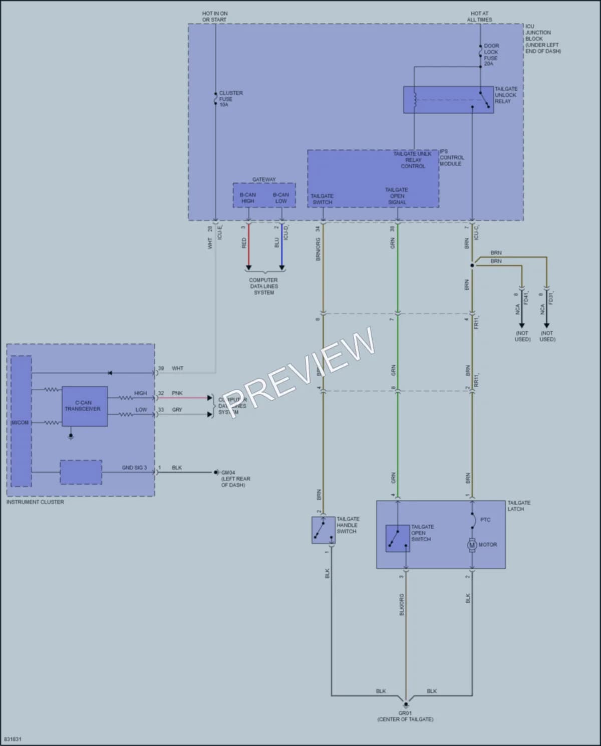 2023 Hyundai Venue Trunk Tailgate Fuel Door wiring diagram preview
