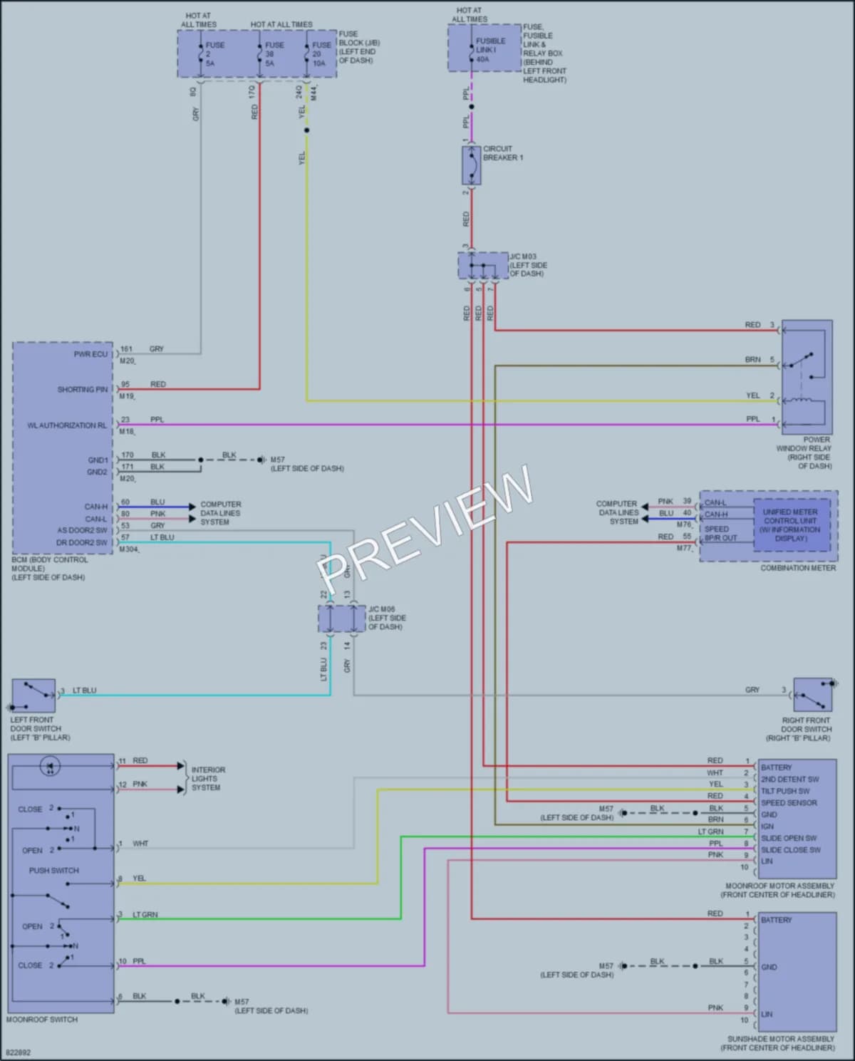 2023 Infiniti QX50 Power Top Sunroof wiring diagram preview