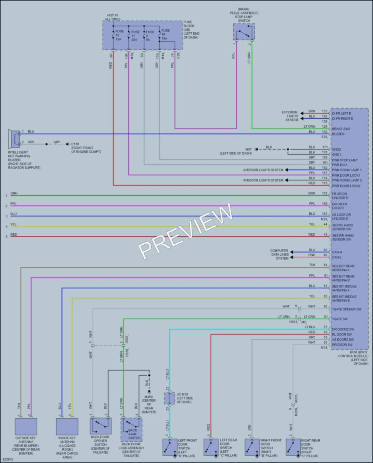 2023 Infiniti QX55 Power Door Locks wiring diagram preview