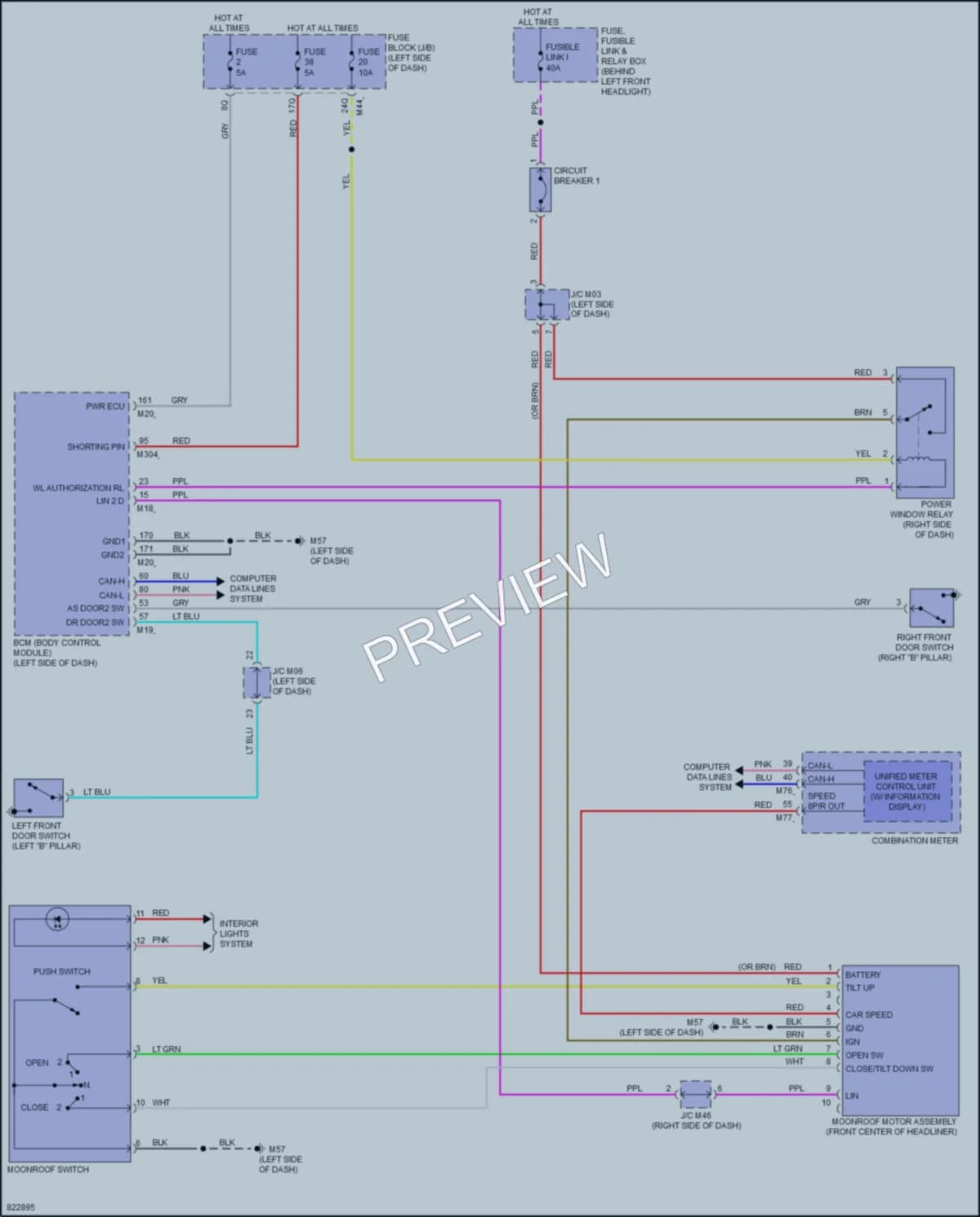2023 Infiniti QX55 Power Top Sunroof wiring diagram preview