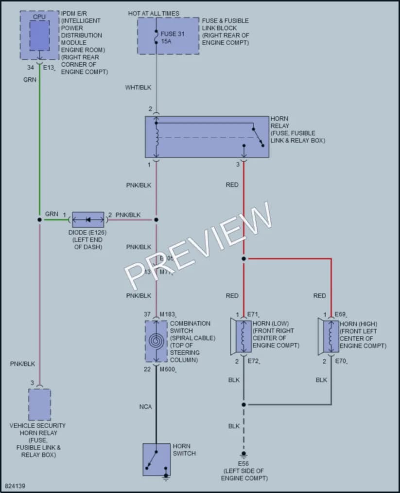 2023 Infiniti QX80 Horn wiring diagram preview