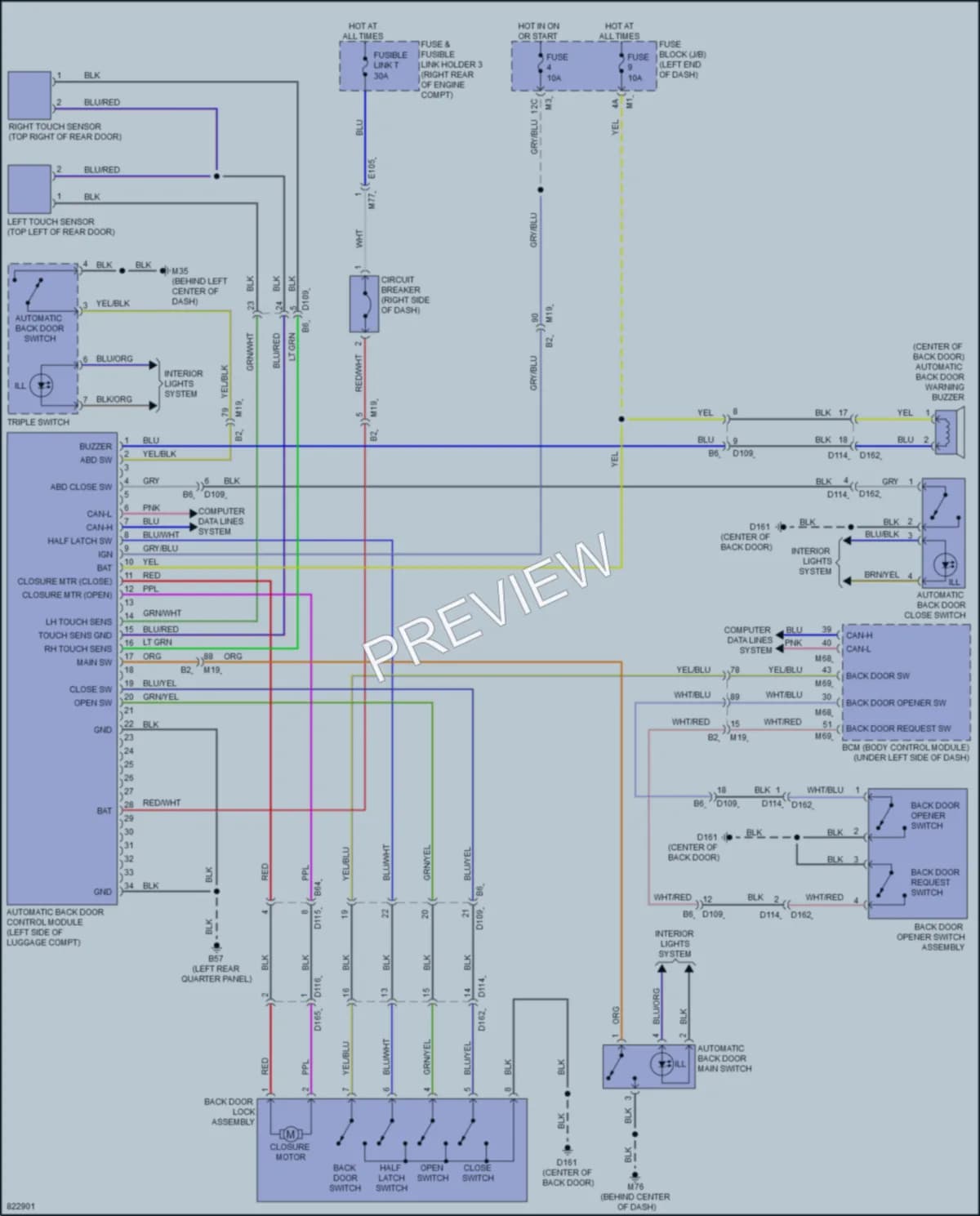 2023 Infiniti QX80 Trunk Tailgate Fuel Door wiring diagram preview