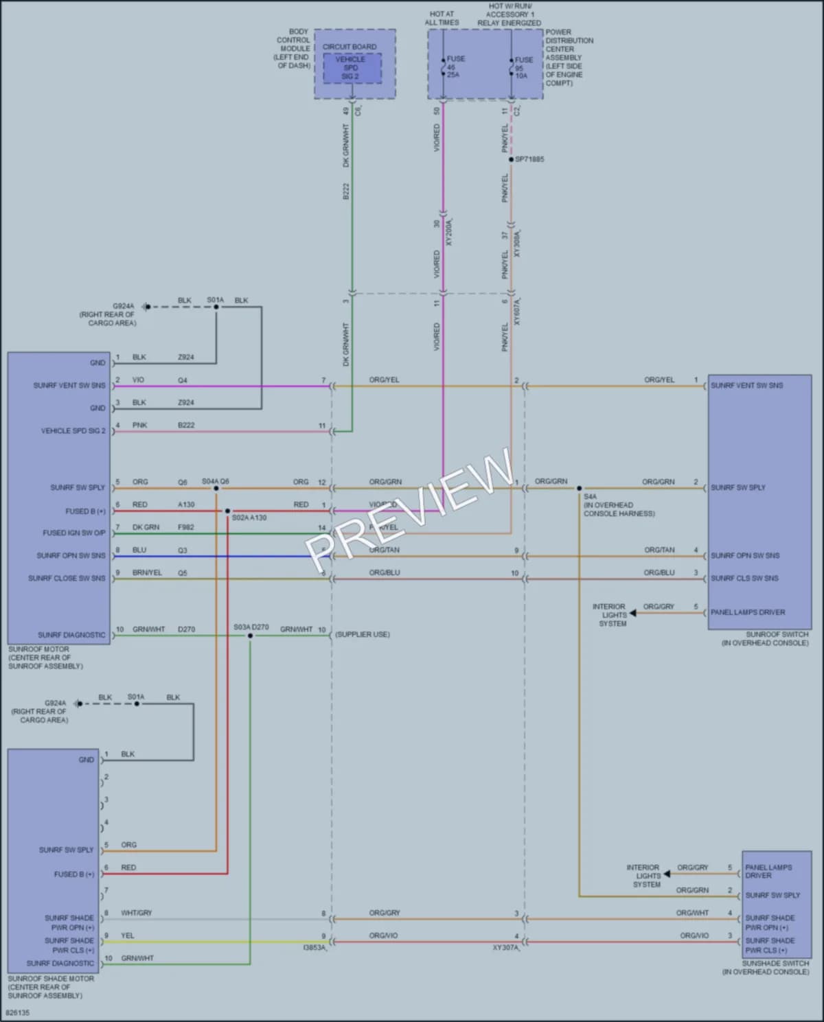 2023 Jeep Cherokee Power Top Sunroof wiring diagram preview