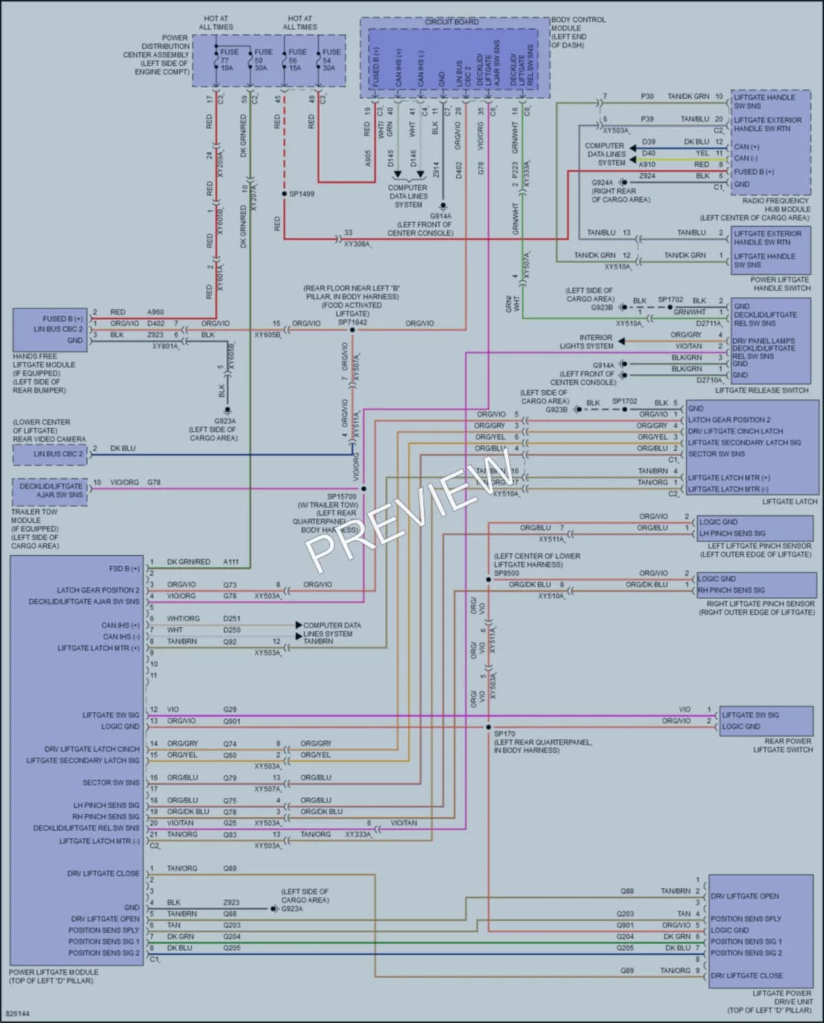 2023 Jeep Cherokee Trunk Tailgate Fuel Door wiring diagram preview