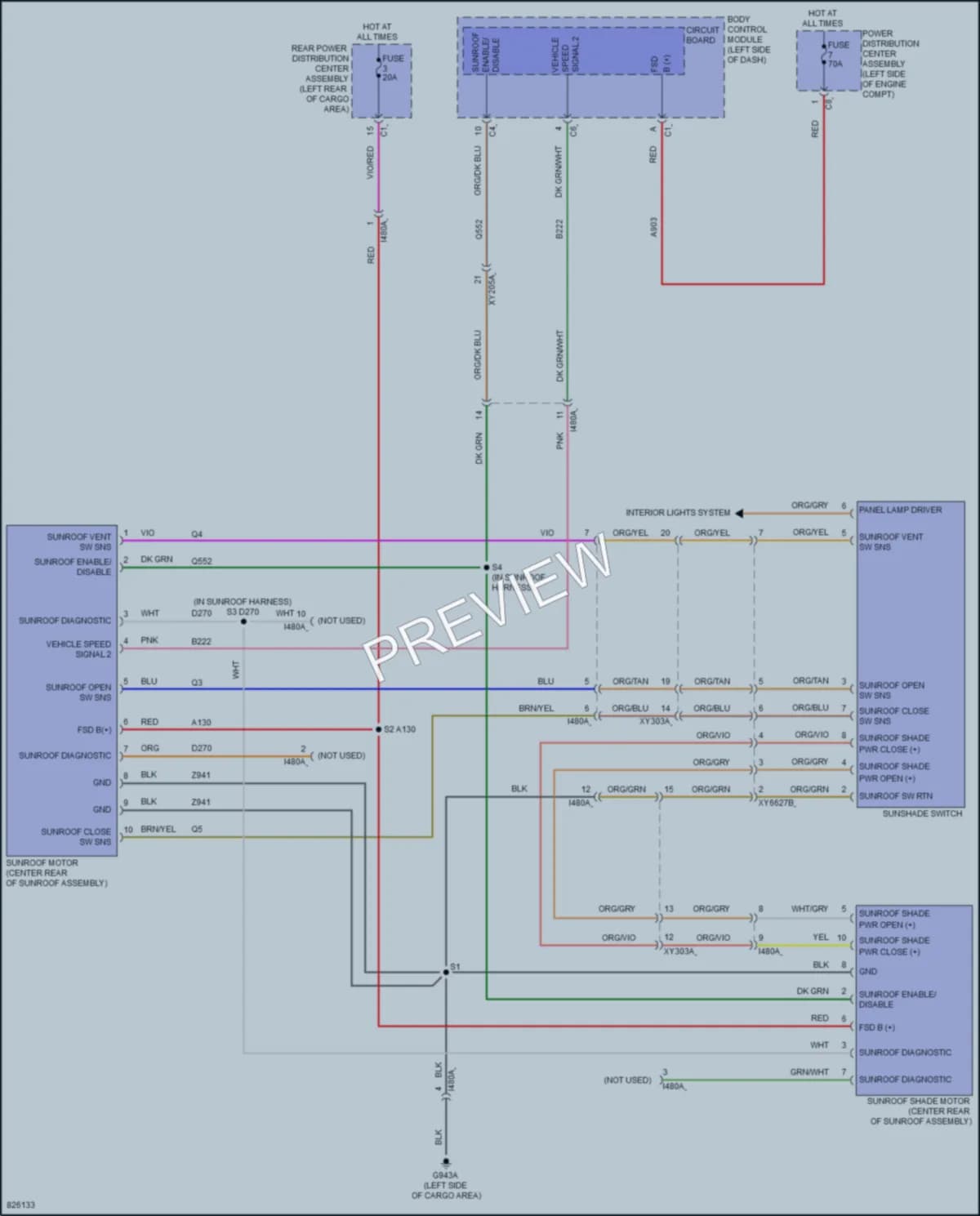 2023 Jeep Compass Power Top Sunroof wiring diagram preview