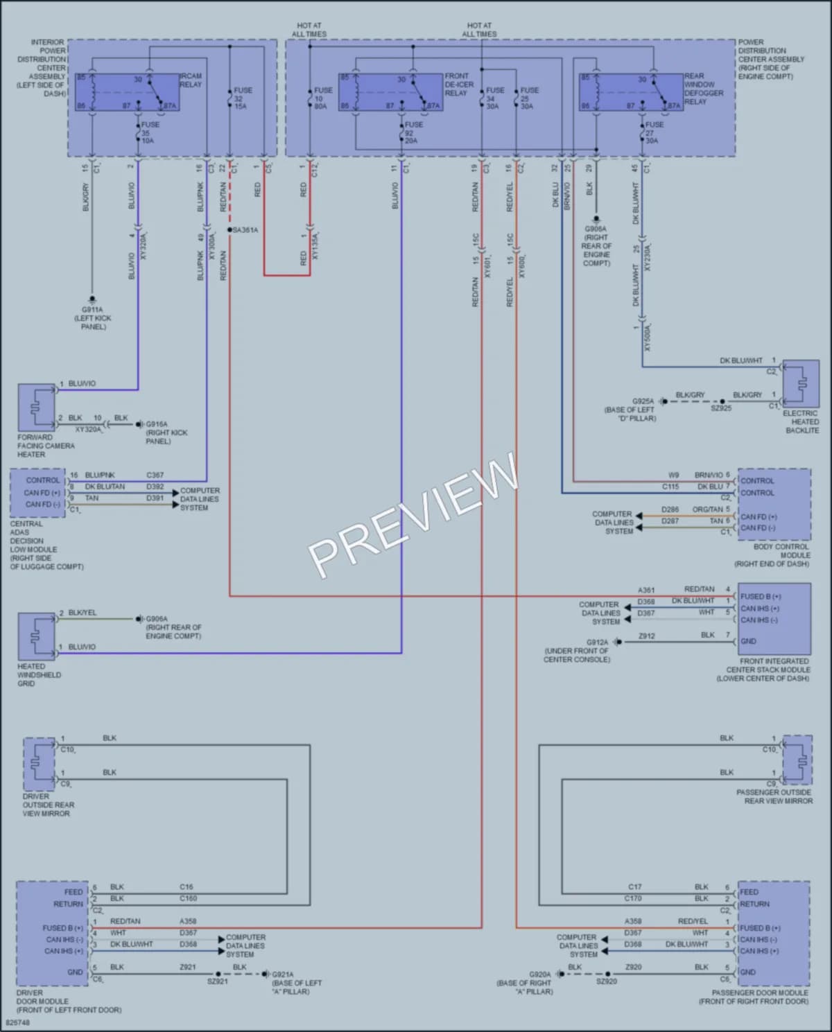 2023 Jeep GrandCherokee4XE Defoggers wiring diagram preview