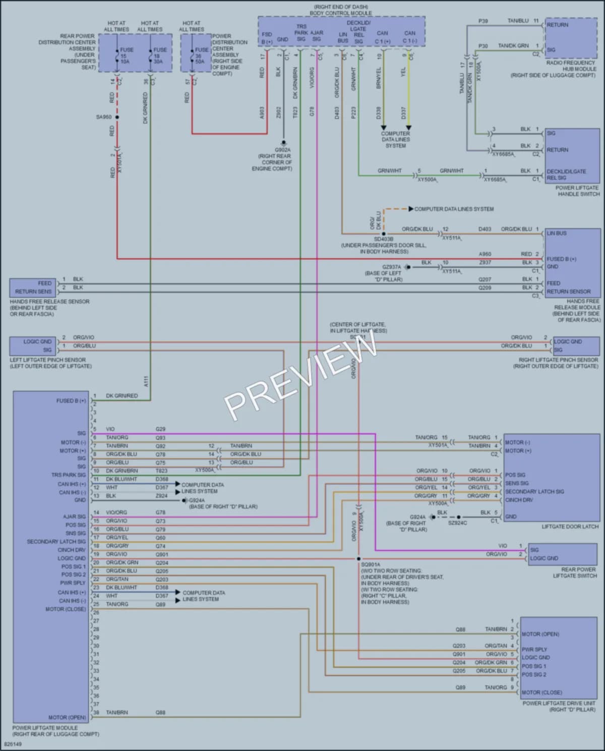 2023 Jeep GrandCherokee4XE Trunk Tailgate Fuel Door wiring diagram preview