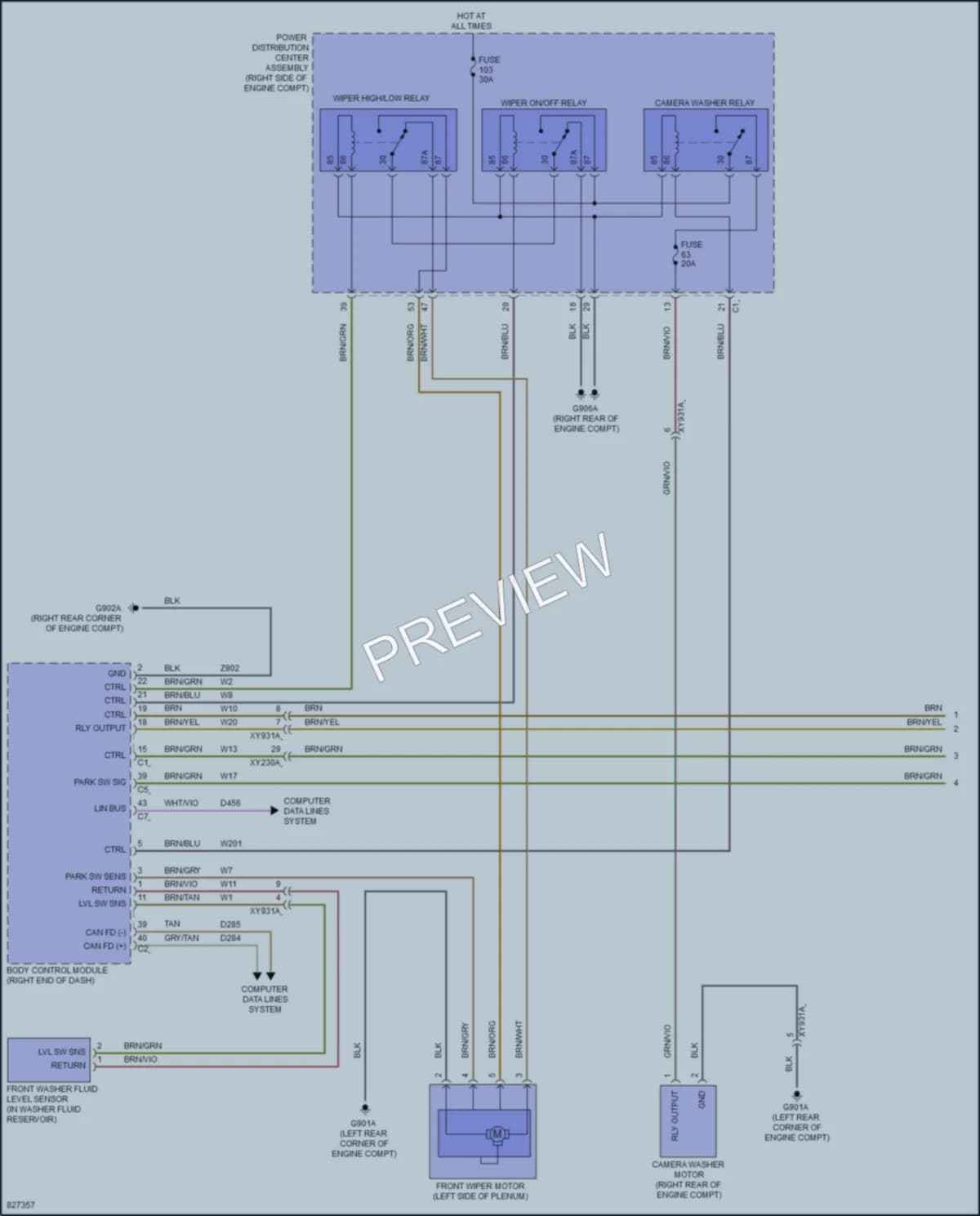 2023 Jeep GrandCherokee4XE Wiper Washer wiring diagram preview