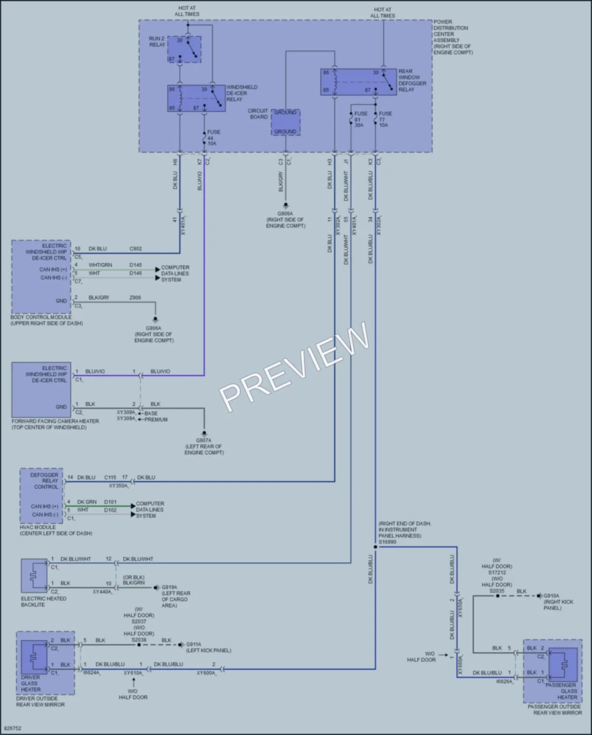 2023 Jeep WranglerUnlimited4XE Defoggers wiring diagram preview