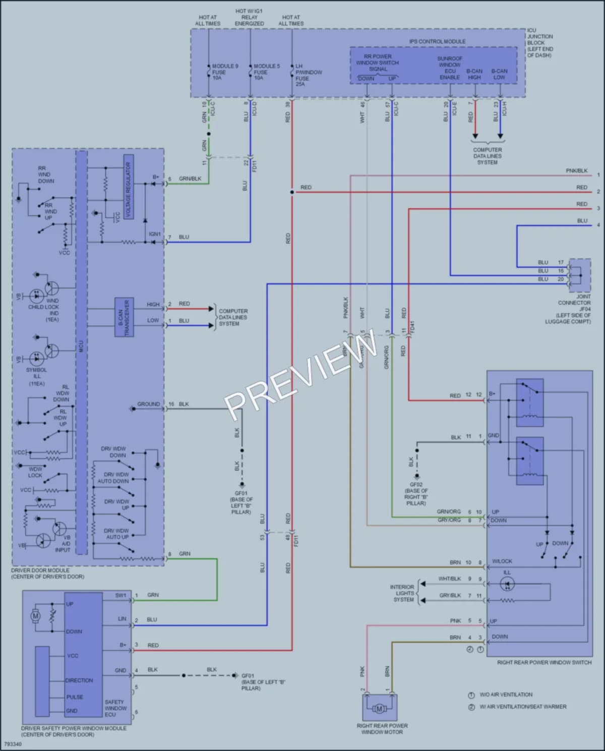 2023 Kia Carnival Power Windows wiring diagram preview