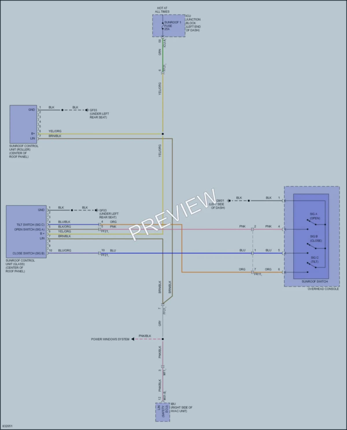 2023 Kia EV6 Power Top Sunroof wiring diagram preview