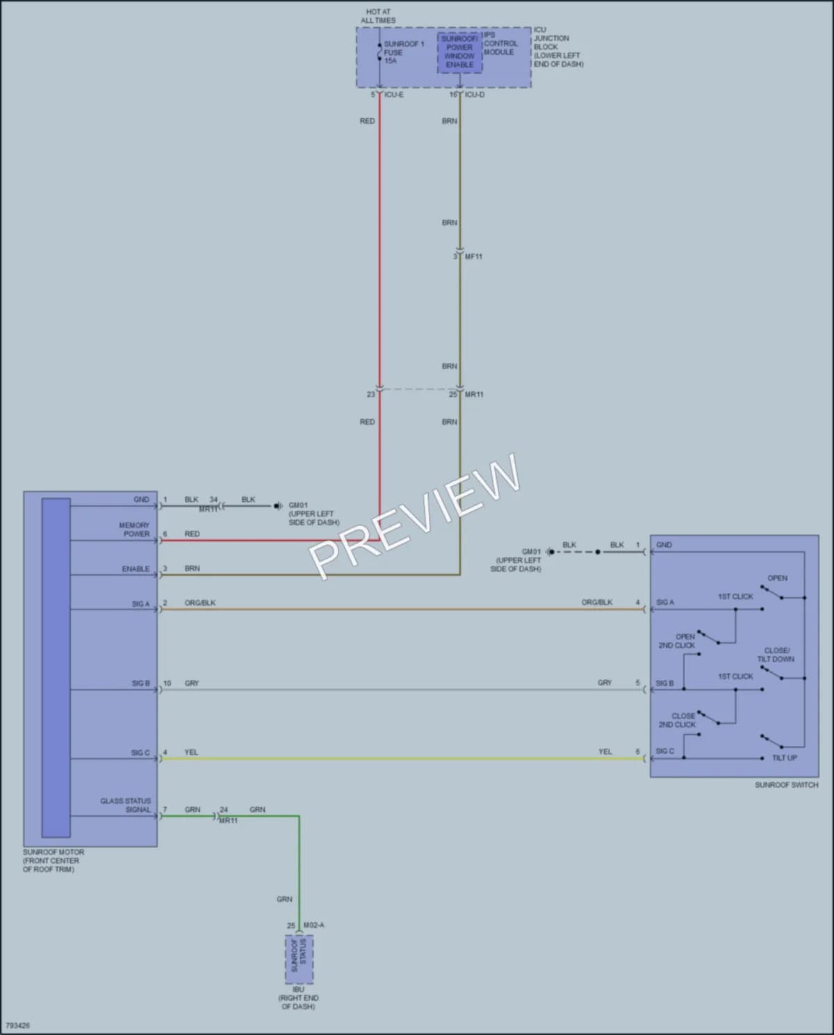2023 Kia Forte Power Top Sunroof wiring diagram preview