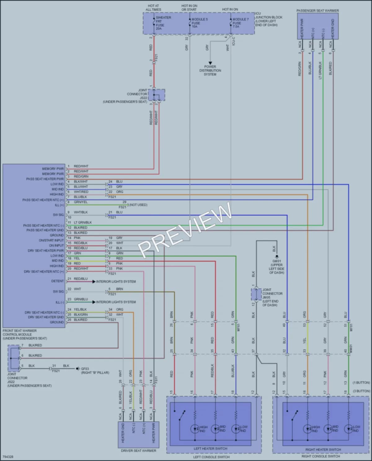 2023 Kia Forte5 Power Seats wiring diagram preview