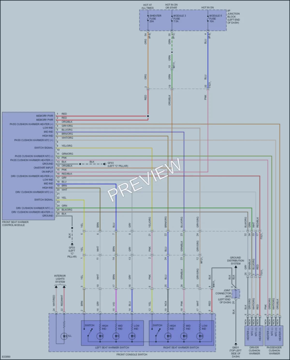 2023 Kia Rio Power Seats wiring diagram preview