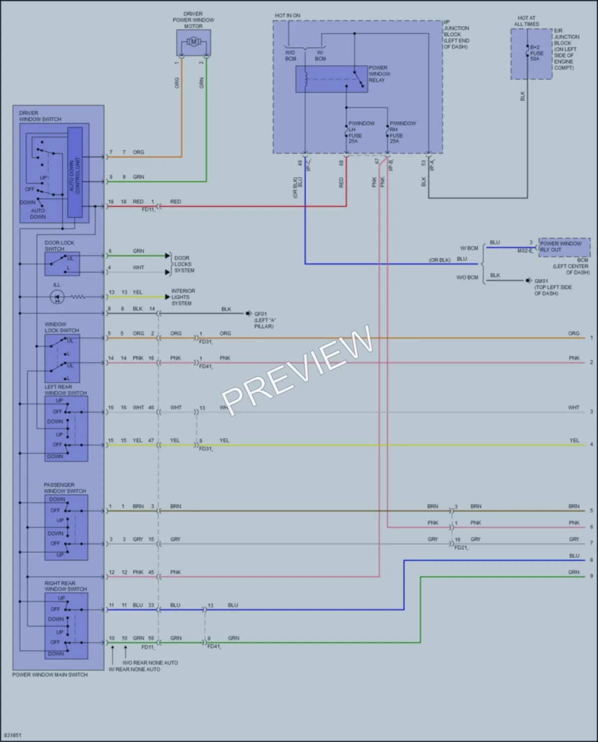 2023 Kia Rio Power Windows wiring diagram preview
