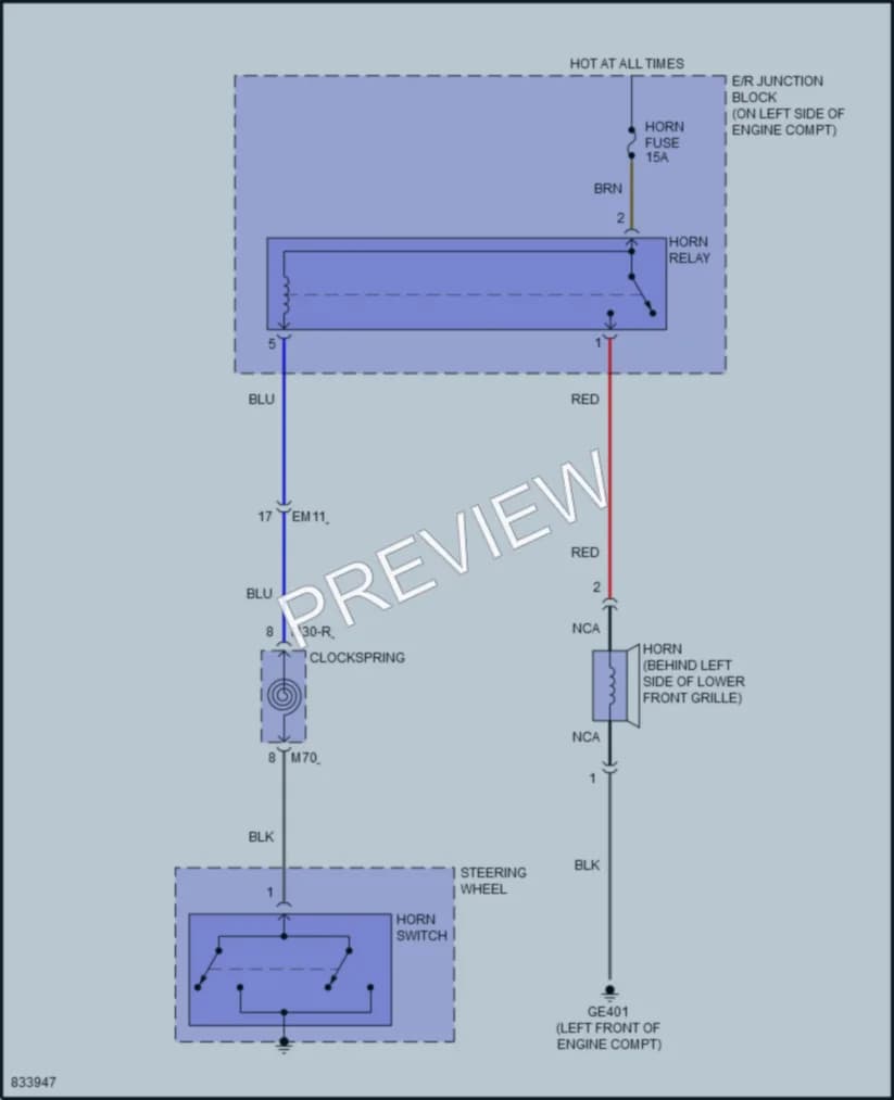 2023 Kia Rio5 Horn wiring diagram preview