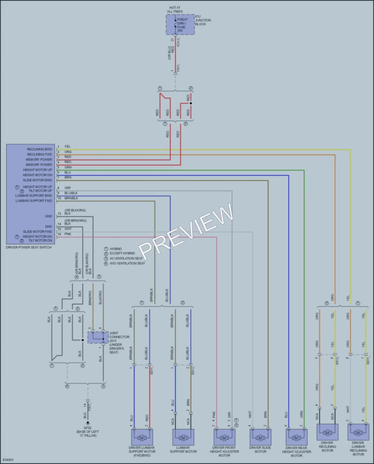 2023 Kia Sorento Power Seats wiring diagram preview