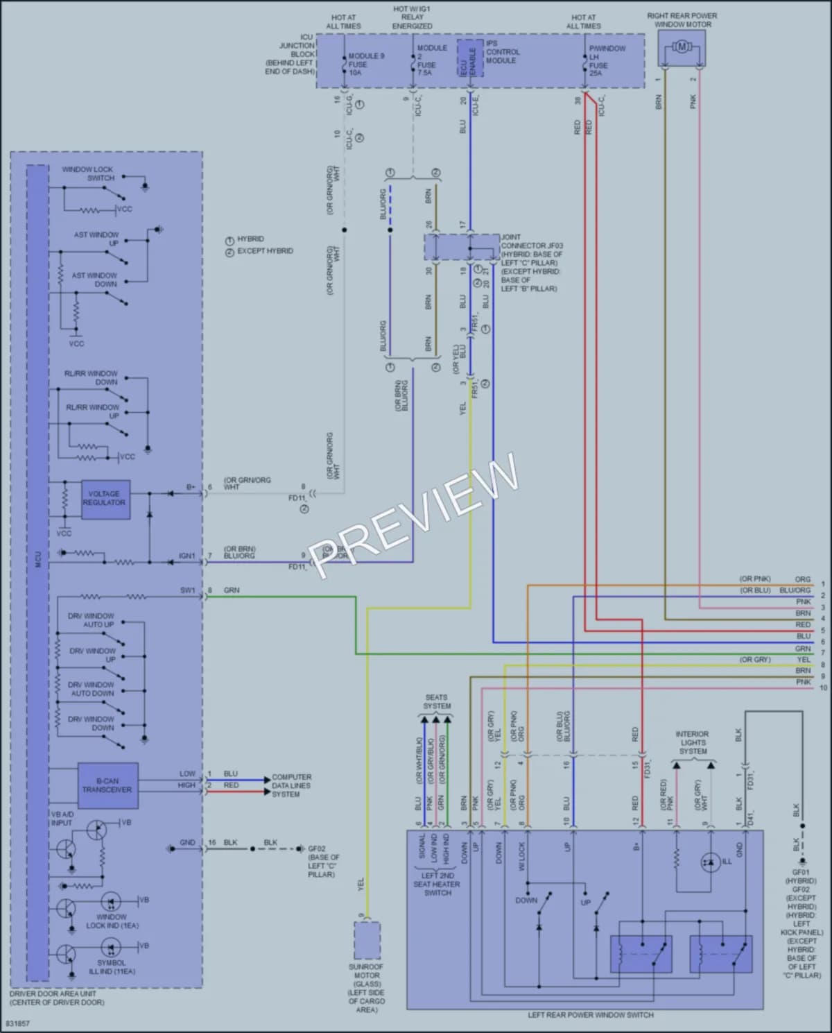 2023 Kia Sorento Power Windows wiring diagram preview