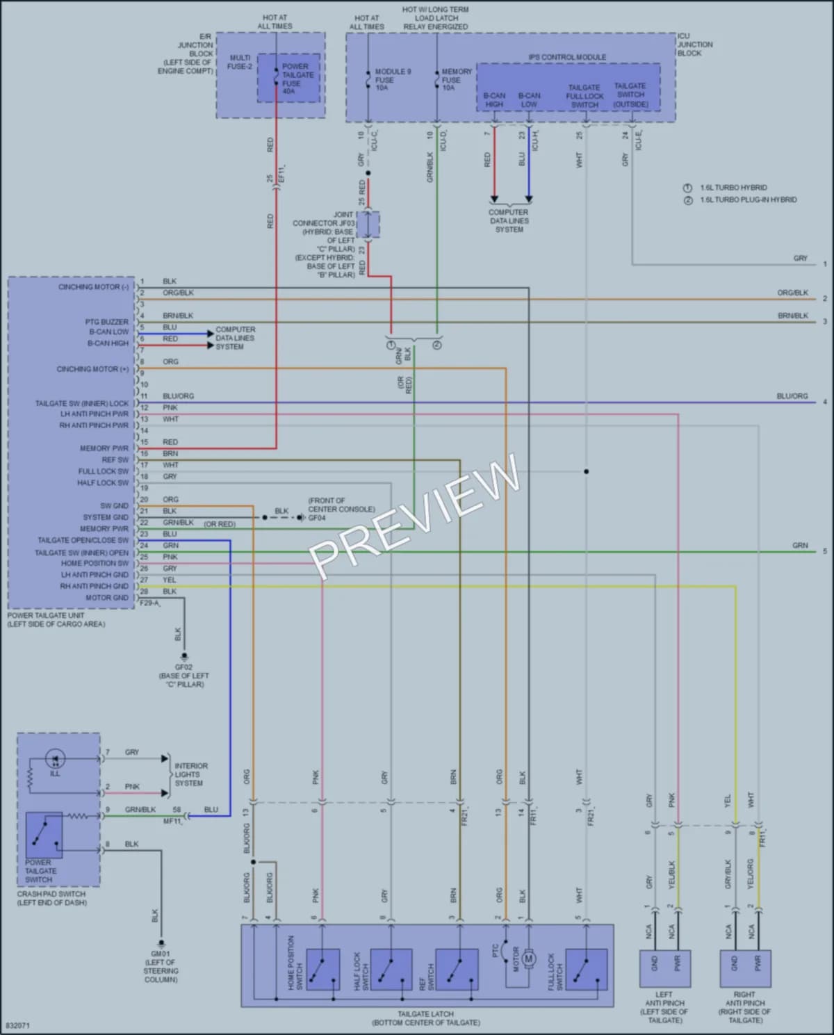 2023 Kia Sorento Trunk Tailgate Fuel Door wiring diagram preview