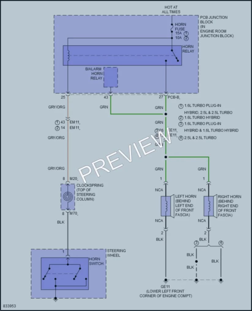 2023 Kia SorentoHybrid Horn wiring diagram preview