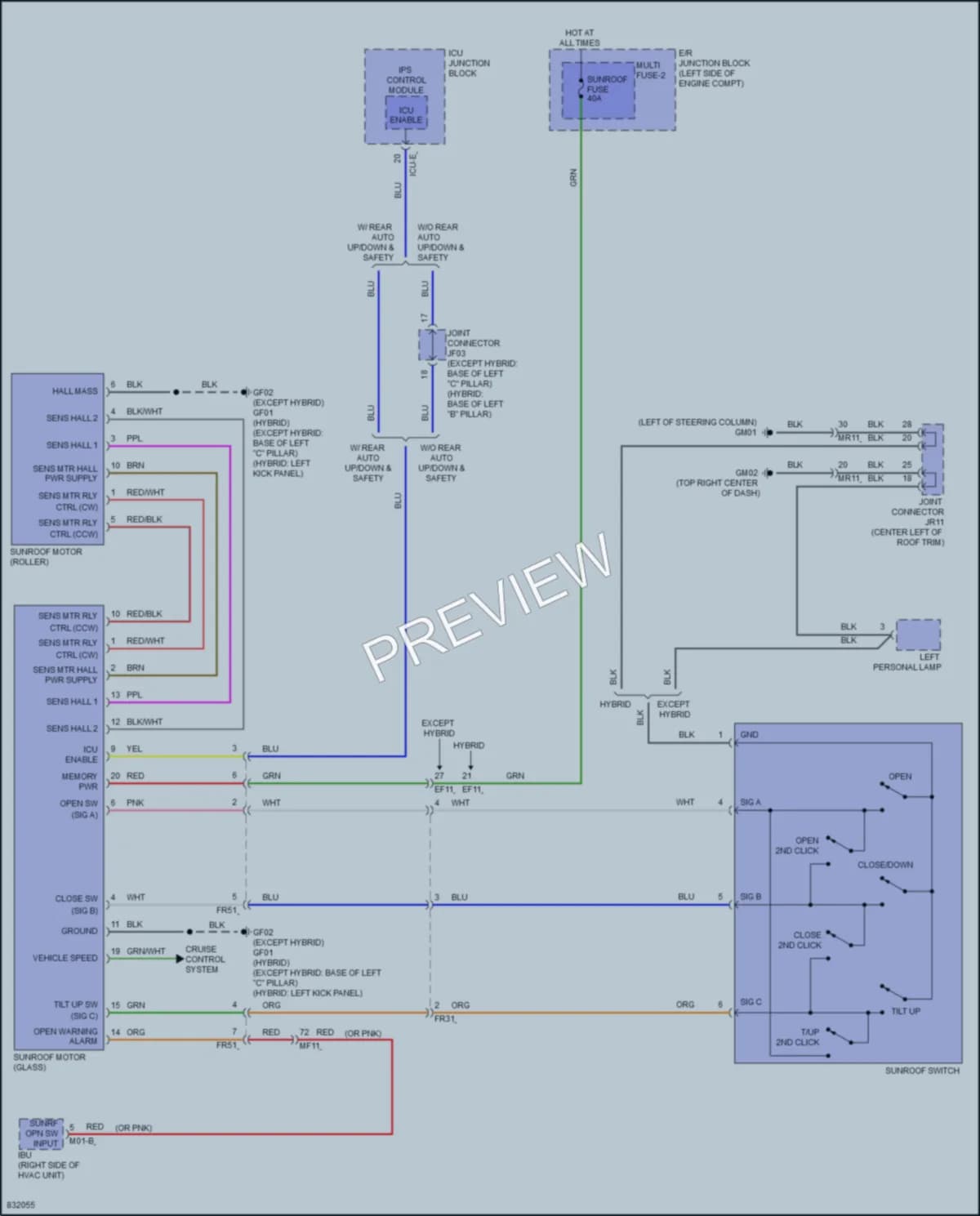 2023 Kia SorentoHybrid Power Top Sunroof wiring diagram preview