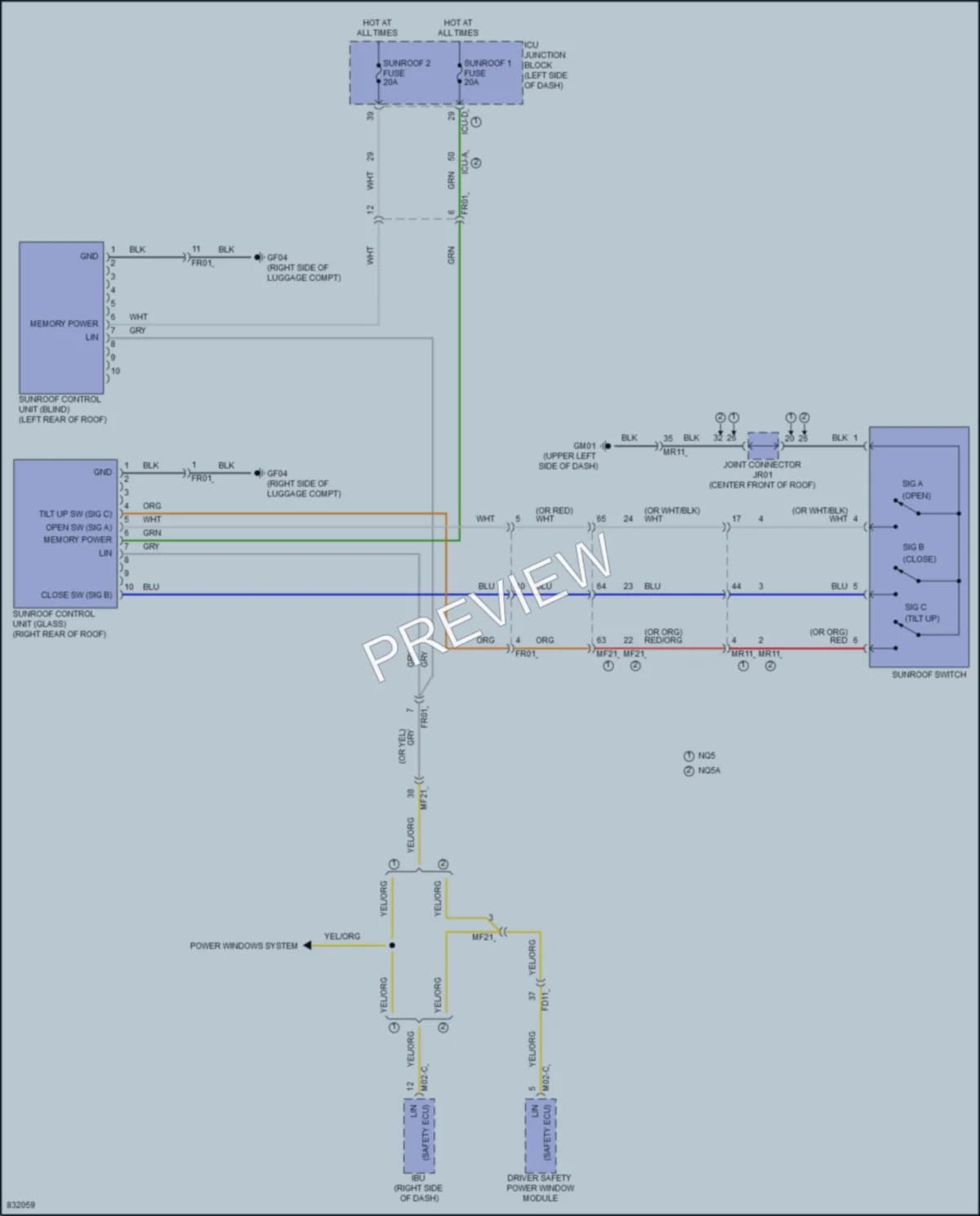 2023 Kia SportageHybrid Power Top Sunroof wiring diagram preview