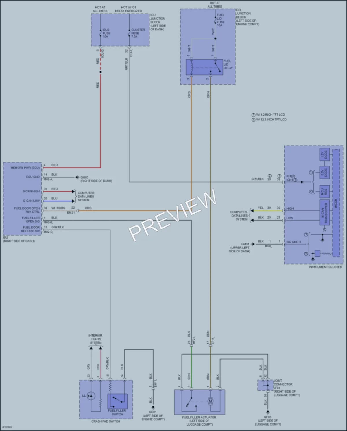 2023 Kia SportagePlugIn Trunk Tailgate Fuel Door wiring diagram preview