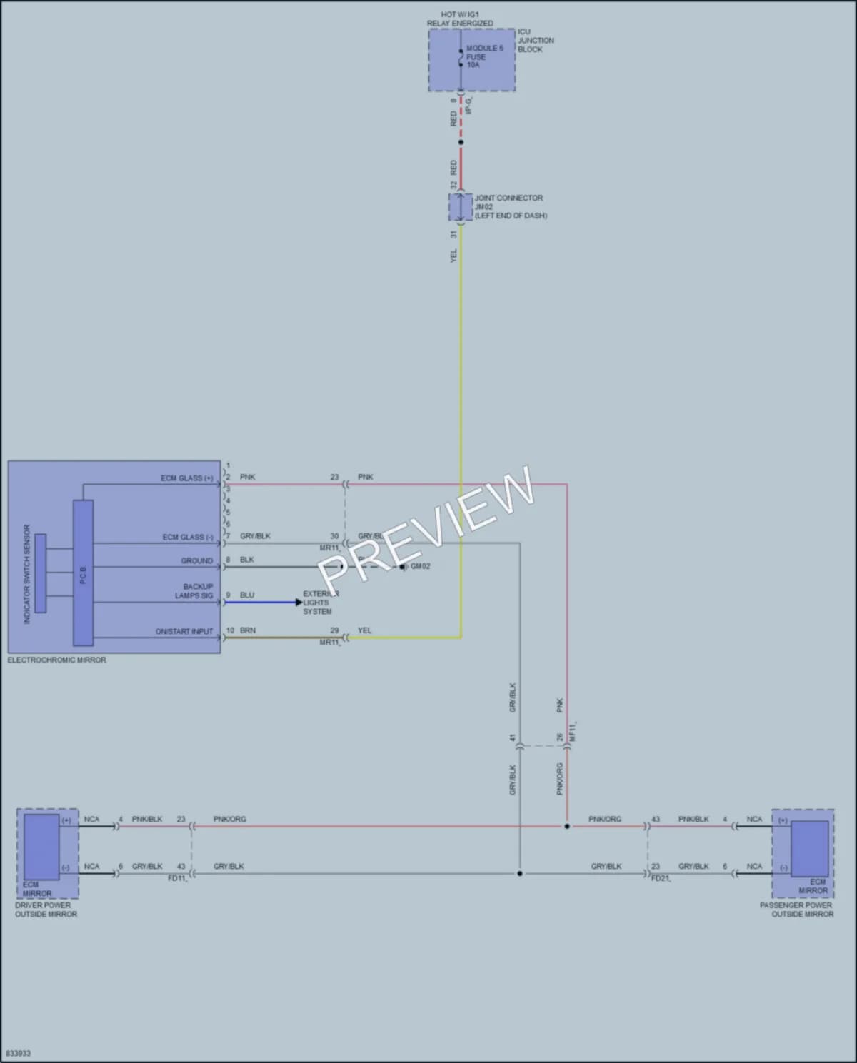 2023 Kia Stinger Power Mirrors wiring diagram preview