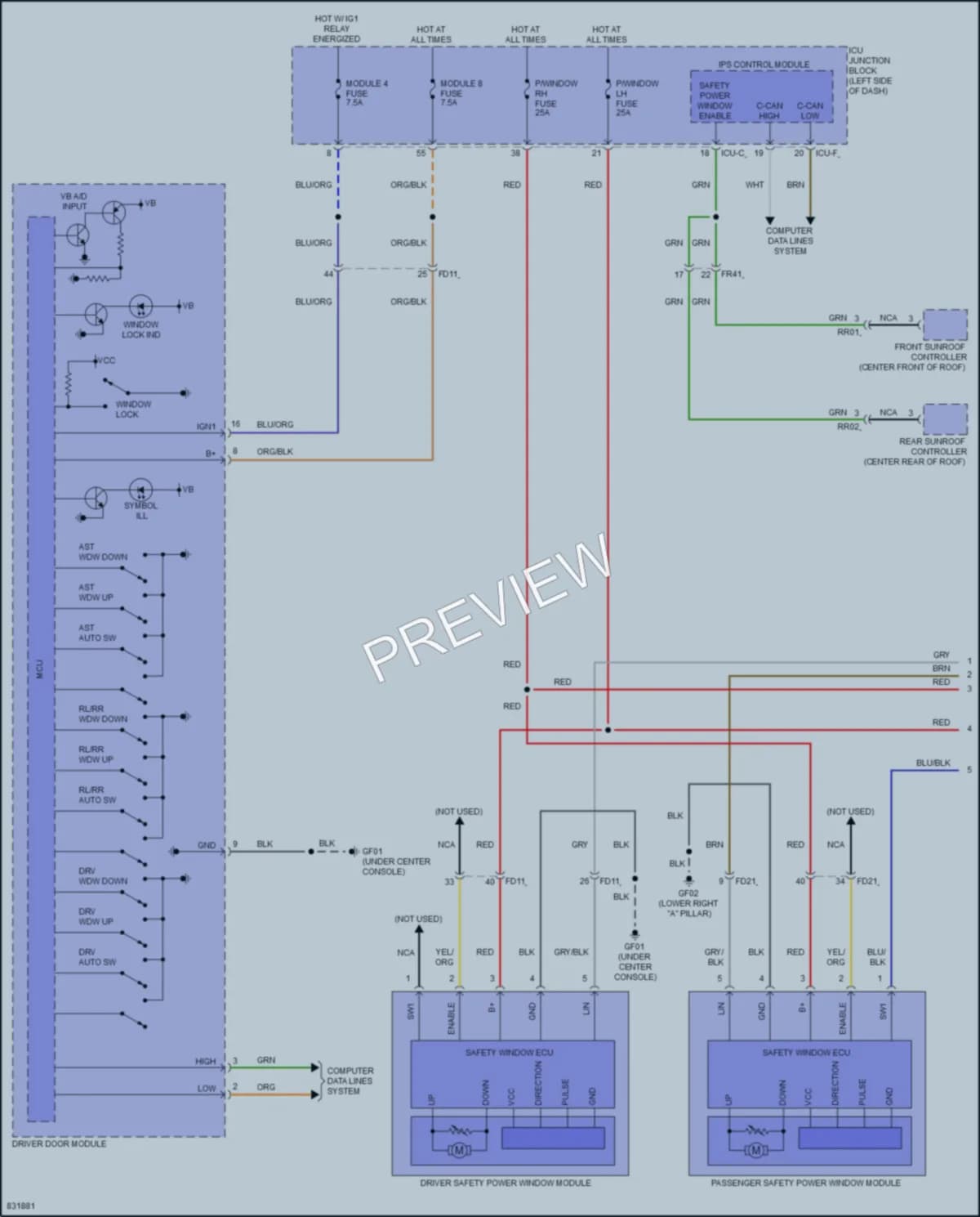 2023 Kia Telluride Power Windows wiring diagram preview