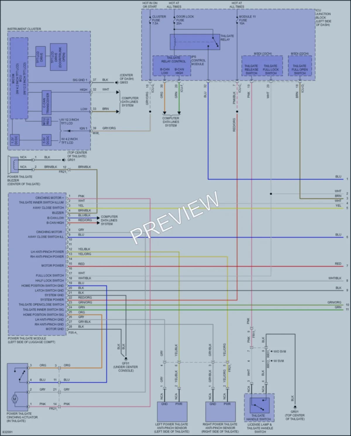 2023 Kia Telluride Trunk Tailgate Fuel Door wiring diagram preview