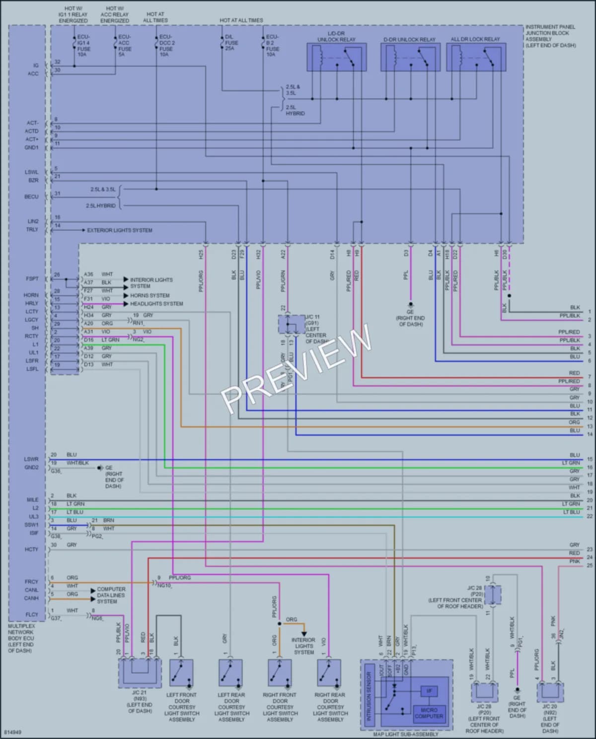 2023 Lexus ES250 Power Door Locks wiring diagram preview