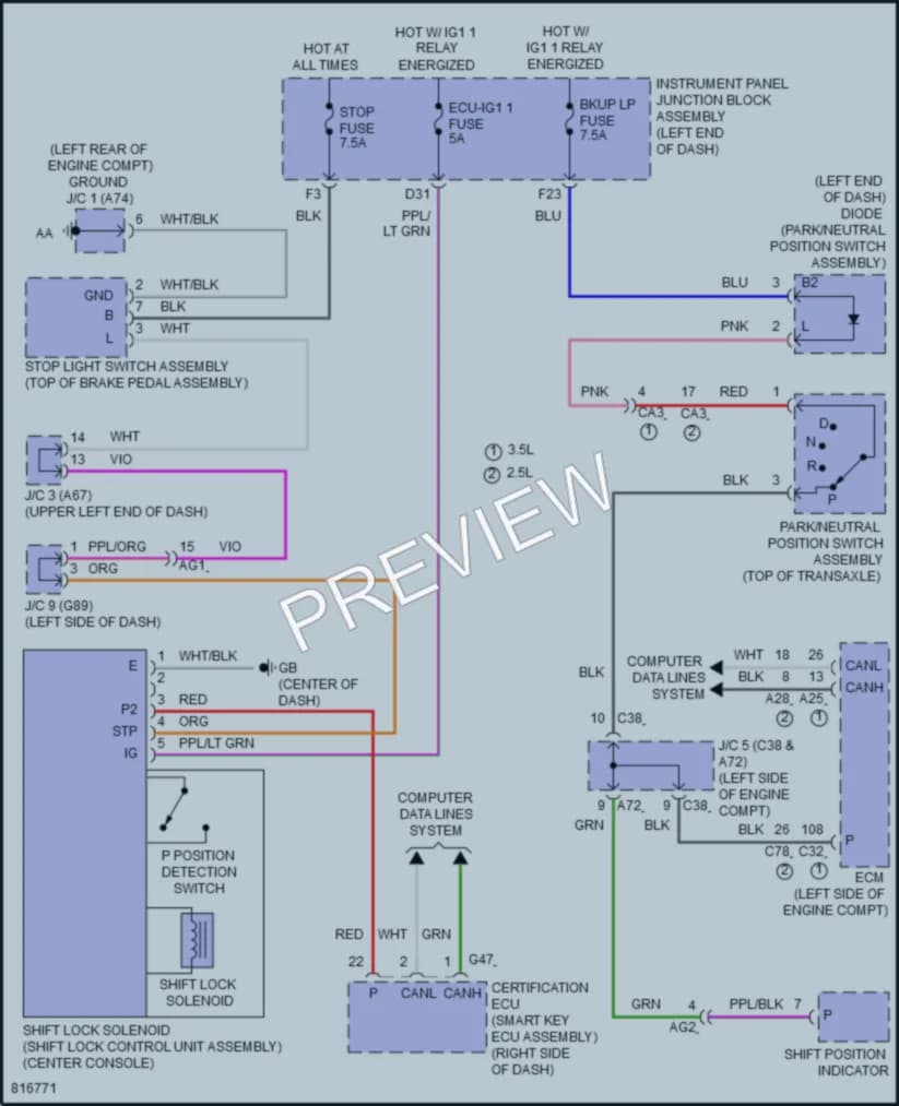 2023 Lexus ES250 Shift Interlock wiring diagram preview