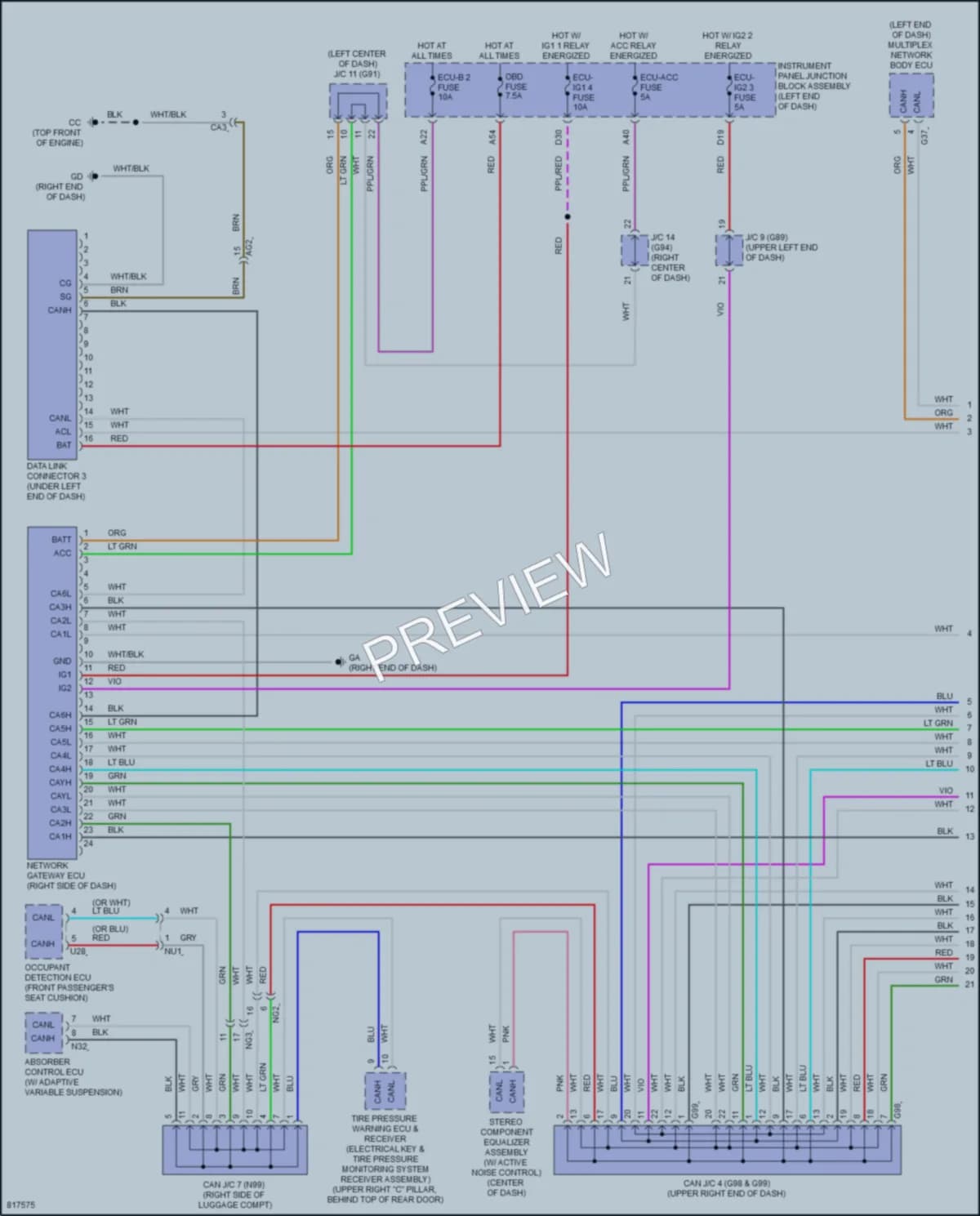 2023 Lexus ES300h Computer Data Lines wiring diagram preview