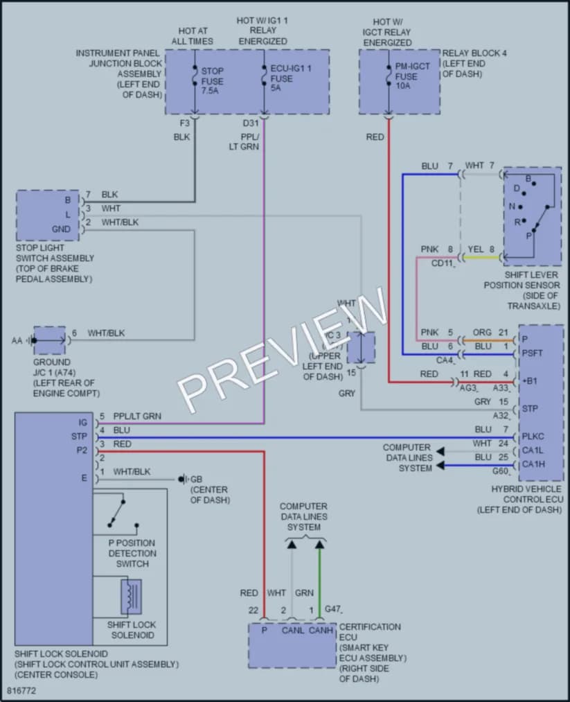 2023 Lexus ES300h Shift Interlock wiring diagram preview