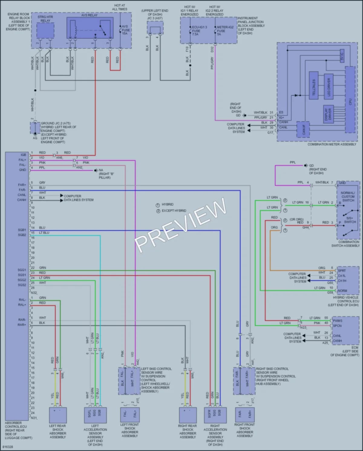 2023 Lexus ES350 Electronic Suspension wiring diagram preview